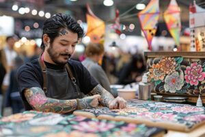 tatoueurs réalisant des œuvres japonaises au Mondial