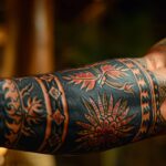 Tatouage traditionnel Dayak orné de motifs complexes