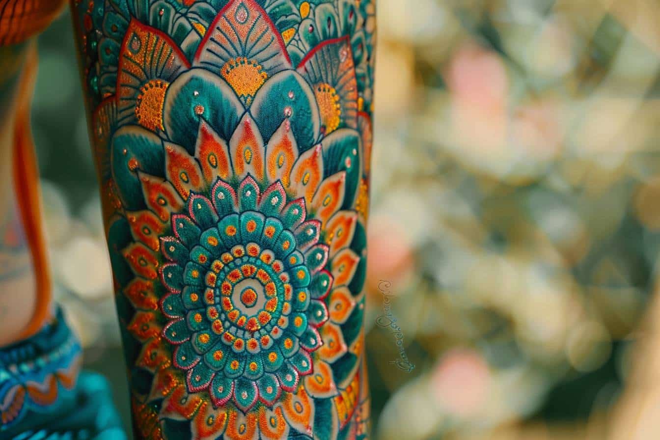 Tatouage coloré avec encres écologiques modernes  
Nouveau style de tatouage utilisant des encres vertes