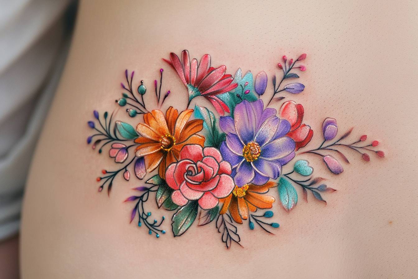 Tatoueur créant un effet aquarelle sur la peau