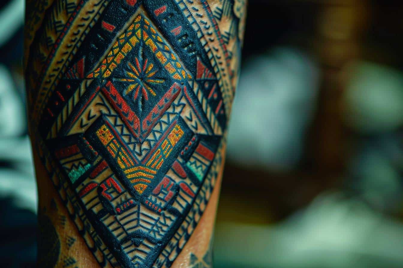 Tatoueur réalisant un motif géométrique complexe  
Artiste créant des designs géométriques uniques